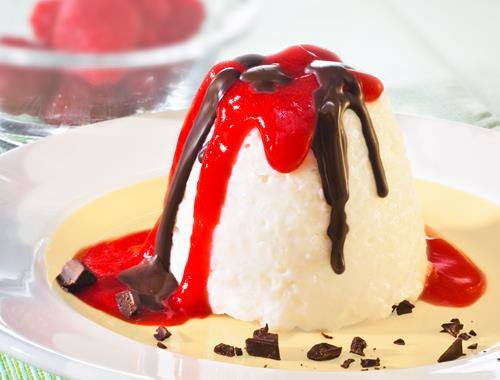 Himbeer-Milchreis-Vulkan