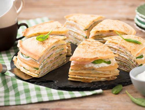 Pfannkuchen mit Schinken und Käse