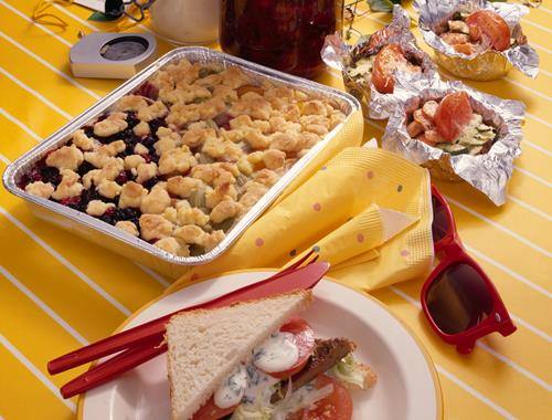 Krümelkuchen mit Obst