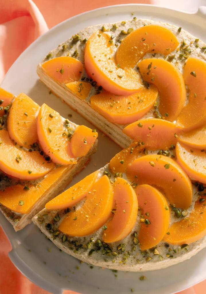 Pfirsichtorte mit Pistaziencreme Rezept - Rezept &amp; Bild