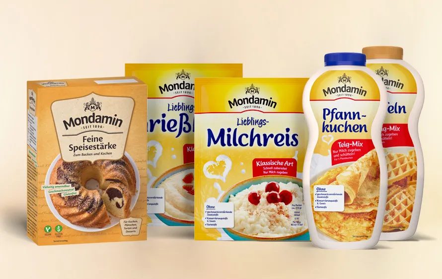 Mondamin Produkte in Reihe