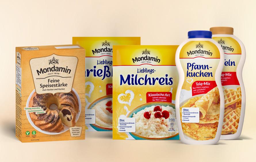 Mondamin Produkte in Reihe