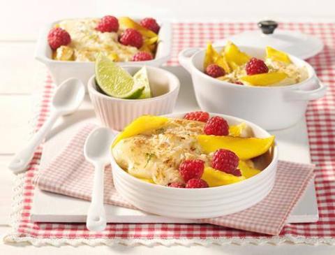 Mango-Himbeer-Gratin