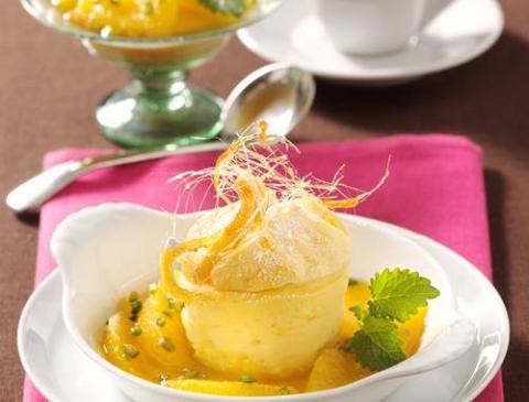 Quarkknödel mit Orangenkompott