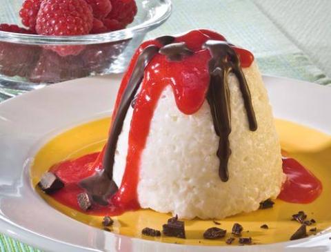 Milchreis mit Himbeerpüree