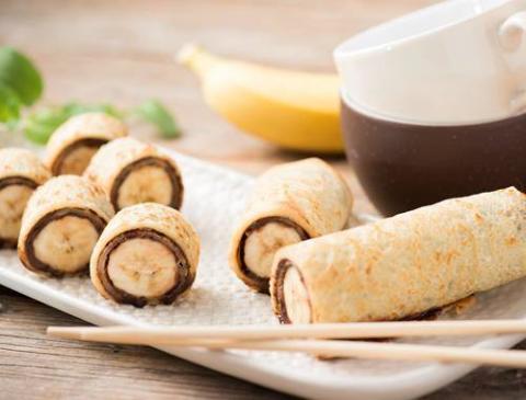 Pfannkuchen Sushi Nutella-Banane