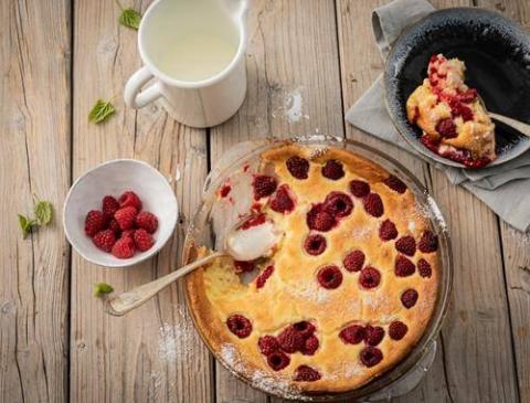 Grießauflauf mit Himbeeren