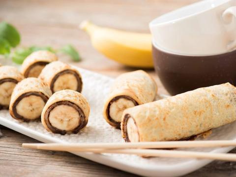 Pfannkuchen Sushi Nutella-Banane Rezept - Rezept & Bild